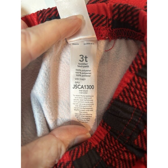 Carter's Santa's Helper Flame Resistant Buffalo Plaid Pajamas Size 3T New No Tag - Picture 5 of 5